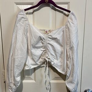 Levi's White Ruched Crop Top Boho Hippie Top
